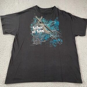 Jesus Vintage T Shirt Black Graphic 2000's Tee Labor Of Love Fits XL Y2k